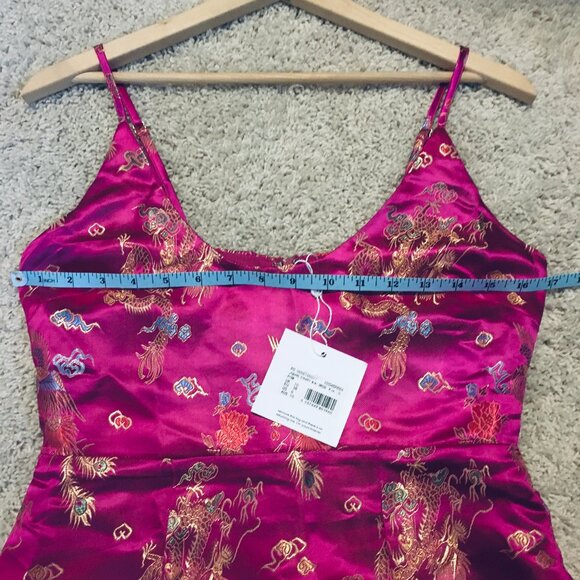 NWT Missguided Pink Jacquard Dragon and Phoenix Strappy Mini Dress - Picture 11 of 15